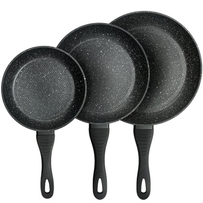 MELIANDA IT-3000 3tlg Pfannenset 20cm - 24cm - 28cm antihaft, Marmoroptik, Elektro, Glaskeramik, Gas, Induktion